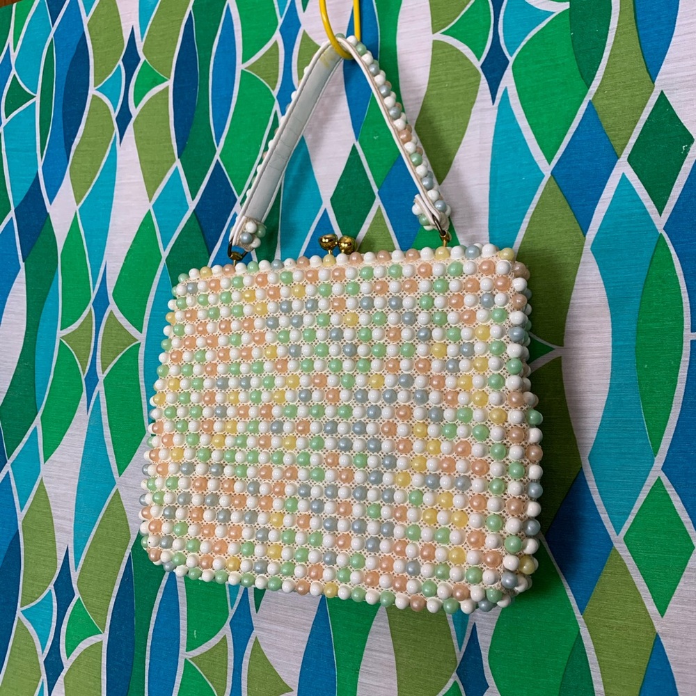 Vintage 1950’s “Grandeé Bead” pastel beaded purse